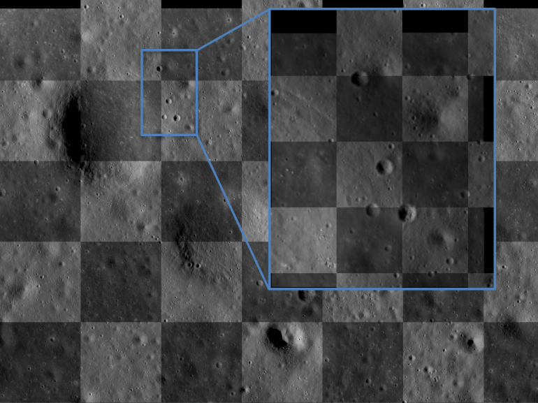 Risultato di registrazione ottenuto con una coppia di immagini della superficie lunare