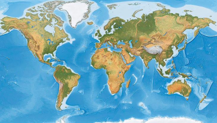 mappa degli oceani e dei mari