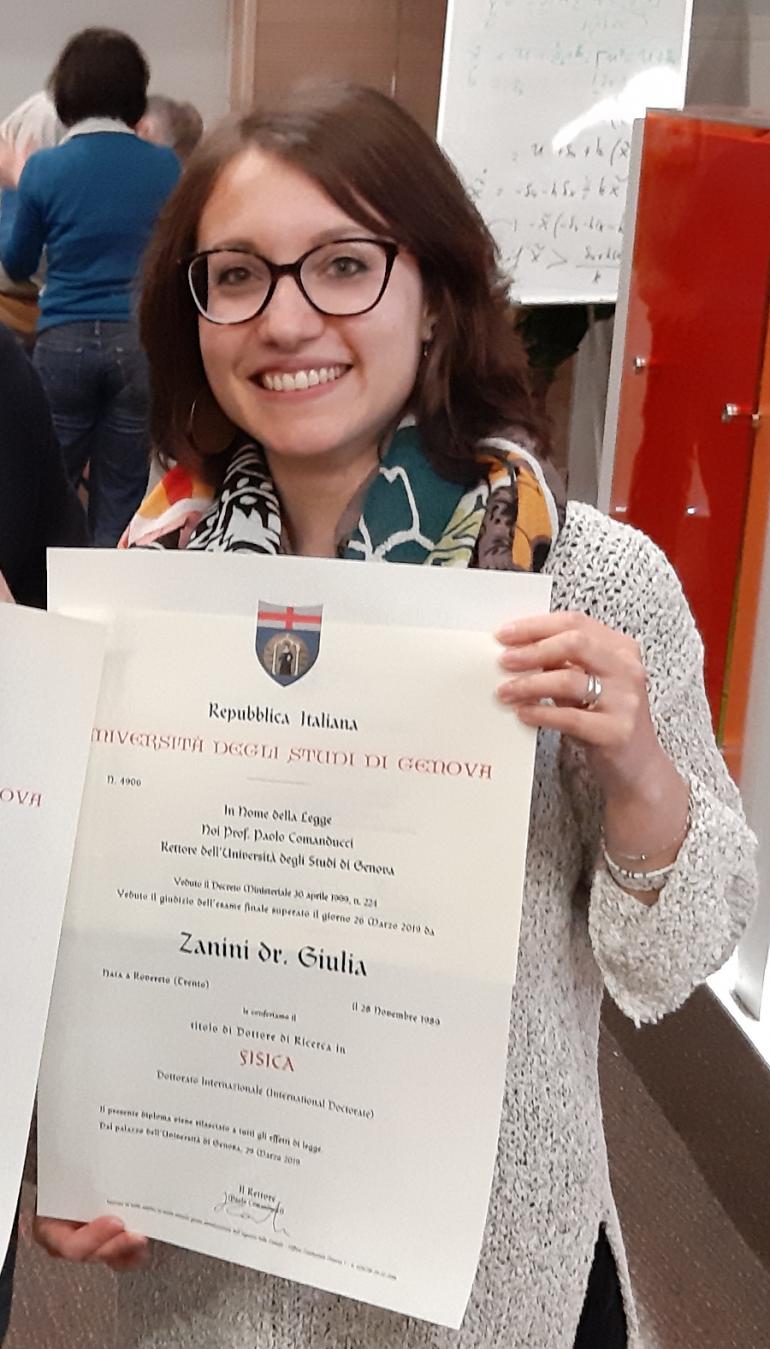 Giulia Zanini, dottoressa in Fisica dell'Università di Genova