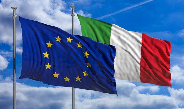 Bandiere UE e Italia