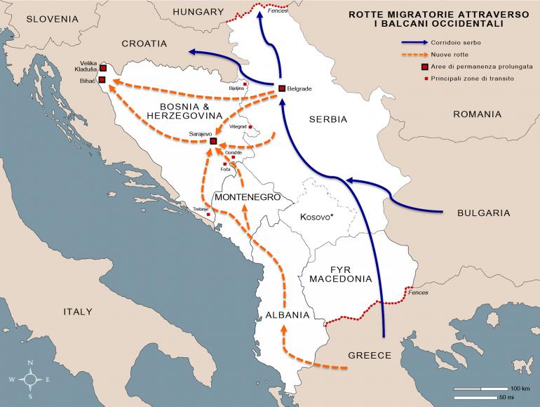 Rotte dei migranti nei Balcani