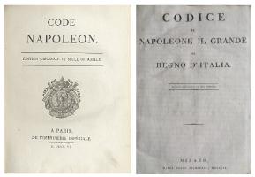 Frontespizi edizioni francese e italiana del Codice Civile Napoleonico