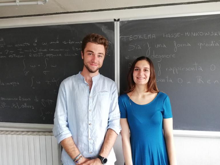 Vincenzo Di Bartolo e Silvia Sconza, studenti del corso di laurea magistrale in Matematica dell'Università di Genova