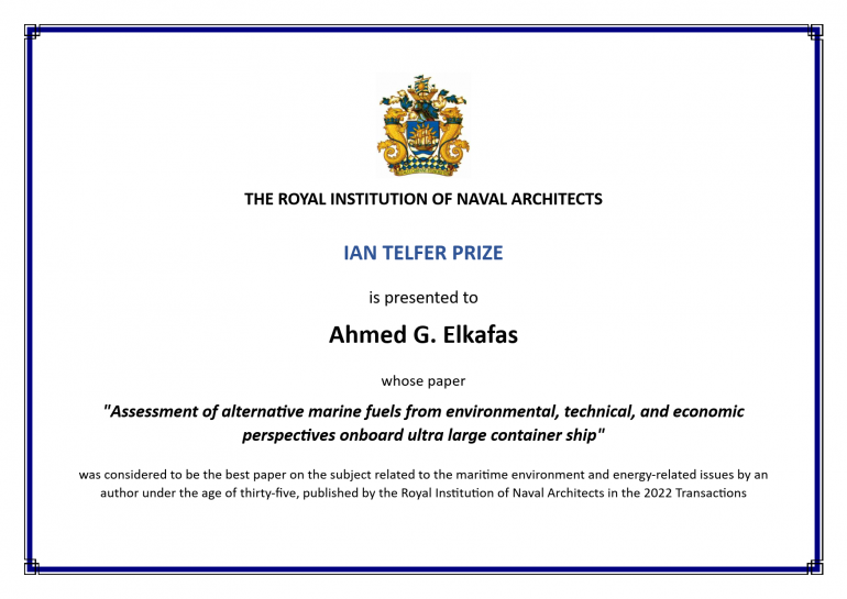 Ian Telfer Prize from the Royal Institution of Naval Architects 