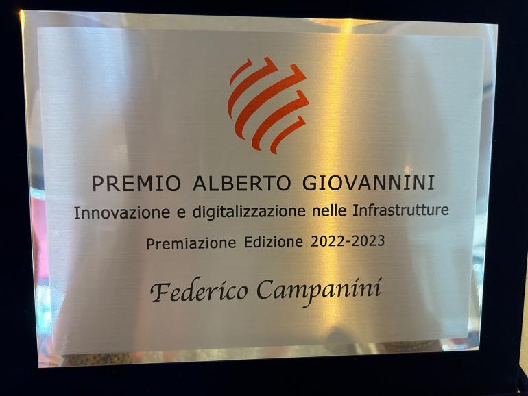 Premio WeBuild 2023 - la targa di Federico Campanini