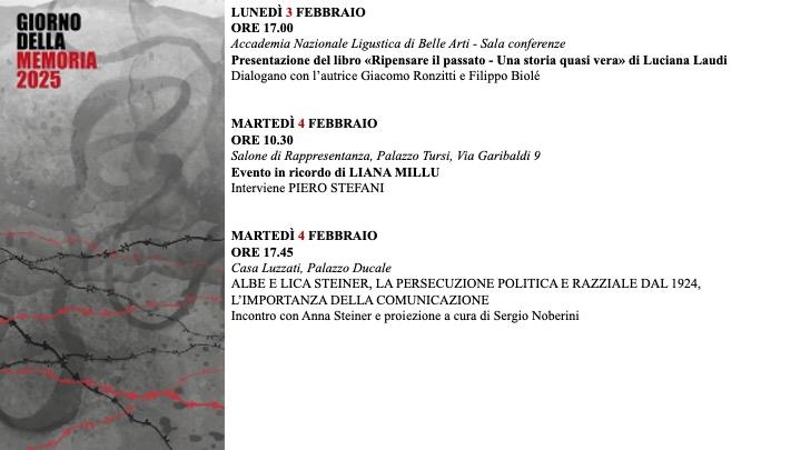 Giorno della Memoria 2025 - 3 e 4 febbraio Giorno della Memoria 2025 - 3 e 4 febbraio