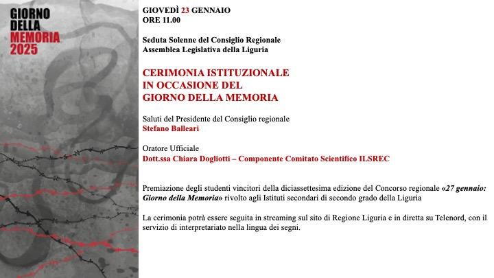 Giorno della Memoria 2025 - 23 gennaio Giorno della Memoria 2025 - 23 gennaio