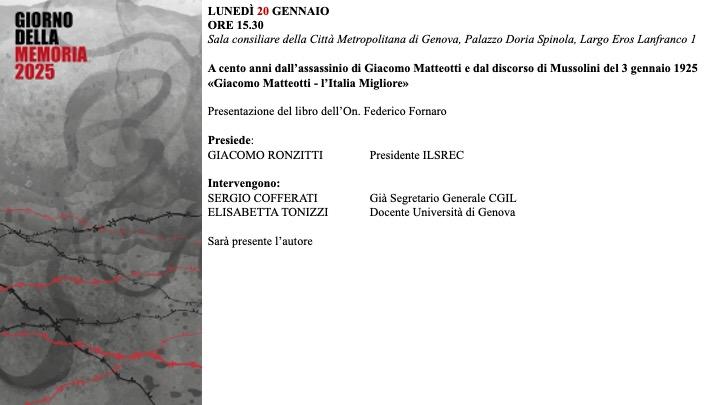 Giorno della Memoria 2025 - 20 gennaio Giorno della Memoria 2025 - 20 gennaio