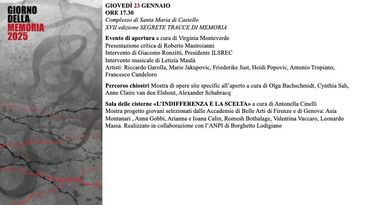 Giorno della Memoria 2025 - 23 gennaio Giorno della Memoria 2025 - 23 gennaio