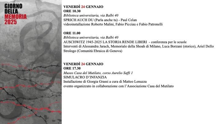Giorno della Memoria 2025 - 24 gennaio Giorno della Memoria 2025 - 24 gennaio