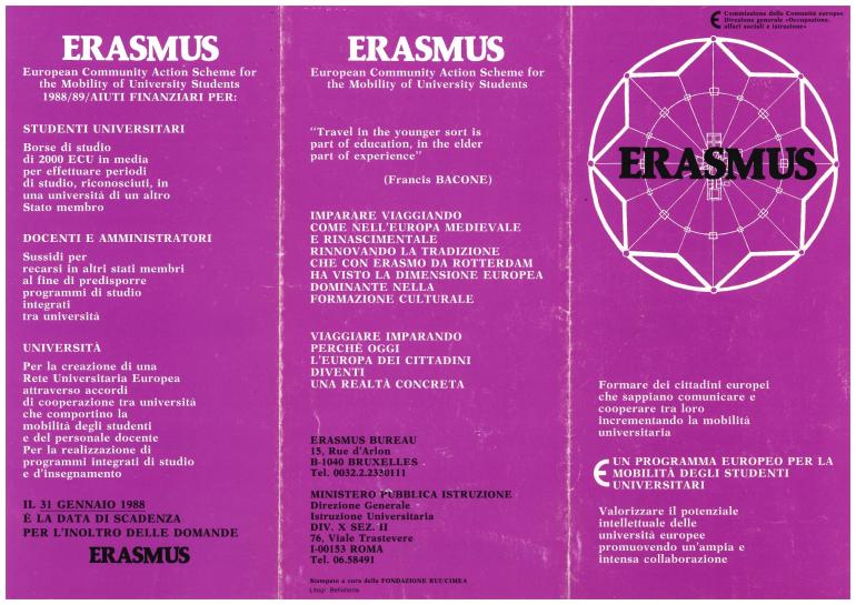 depliant Erasmus 1988