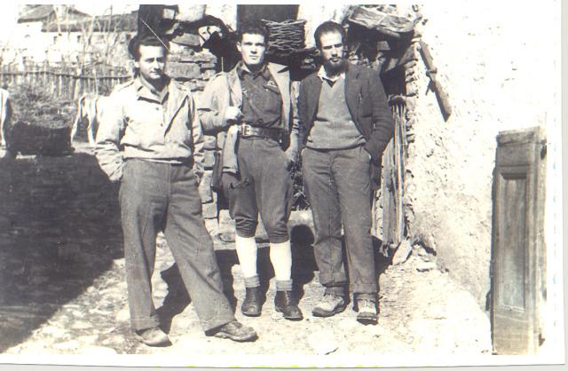 I comandanti della Brigata Italia: (da sinistra) Ermanno Gorrieri (Claudio), Luigi Paganelli (Lino) e Giovanni Manfredi