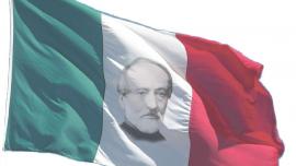 Bandiera italiana e Giuseppe Mazzini